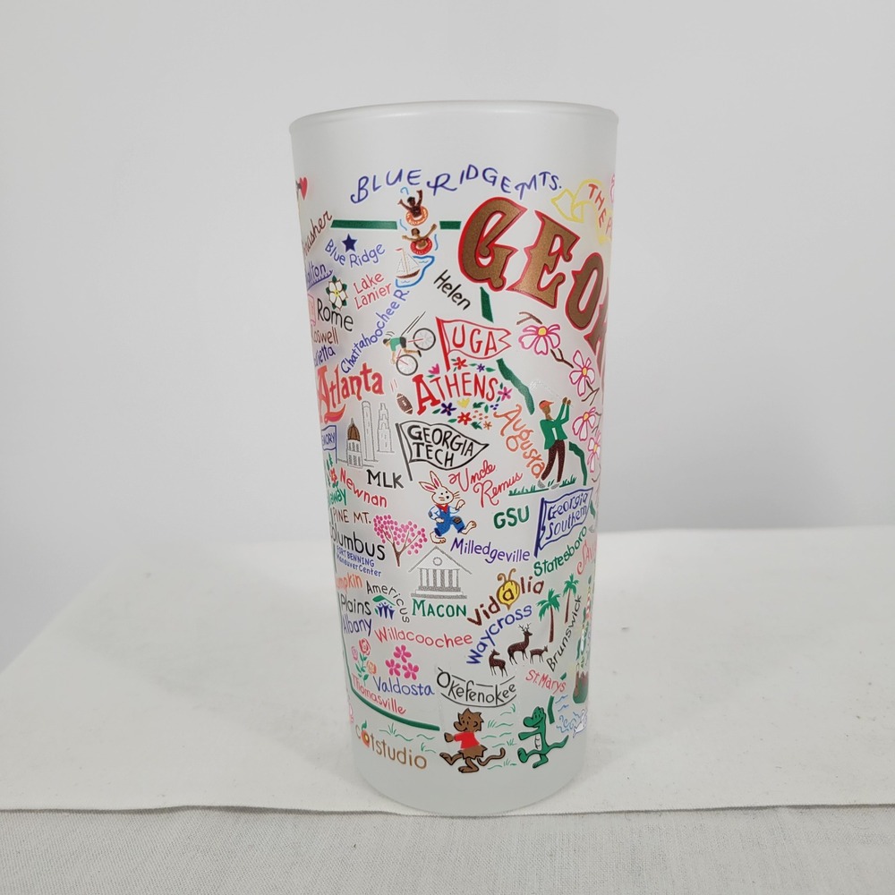 Catstudio Georgia & Florida Frosted Drinking Glasses 15oz Geography Collection - Picture 6 of 11